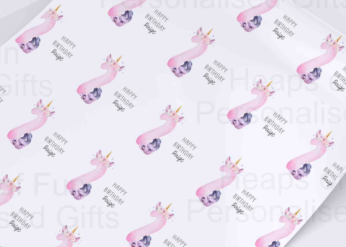 Personalised Unicorn Birthday Wrapping Paper - Age 1-9