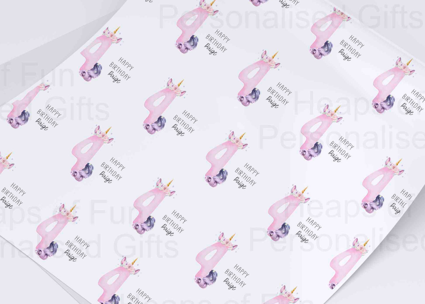 Personalised Unicorn Birthday Wrapping Paper - Age 1-9