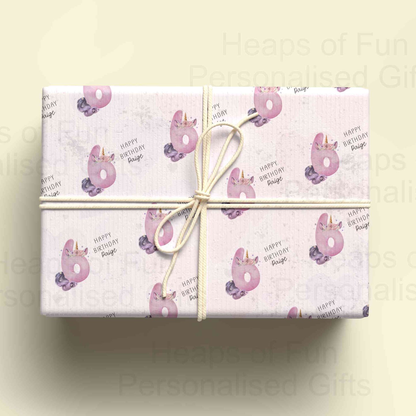 Personalised Unicorn Birthday Wrapping Paper - Age 1-9