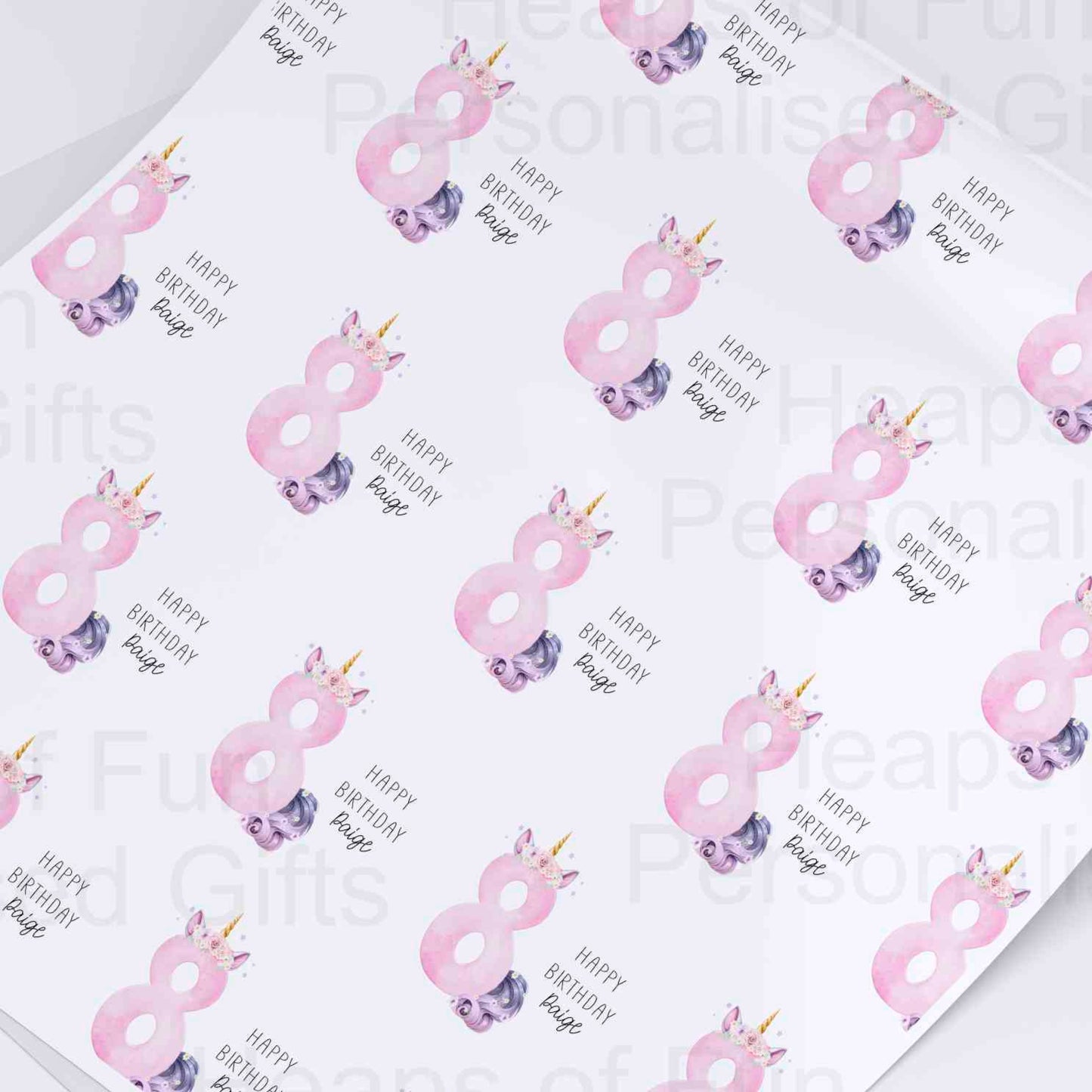 Personalised Unicorn Birthday Wrapping Paper - Age 1-9