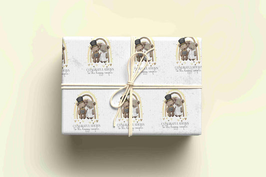 Bear Congratulations Wedding Wrapping Paper