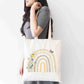 Wildflower Rainbow Tote Bag – Neutral Boho Eco Shopper