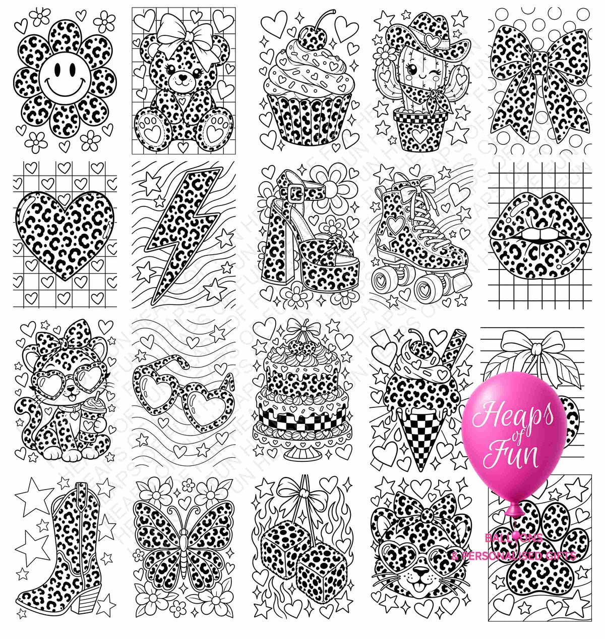 Wild Thing Colouring Book | 20 Rainbow Leopard Print Colouring Pages