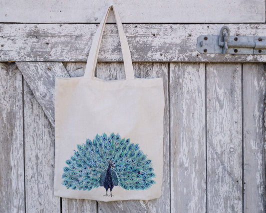 Personalised Tote Bag, Peacock Tote Bag, Peacock Gift, Reusable Bag