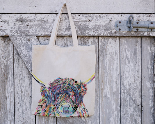 Personalised Tote Bag, Highland Cow Tote Bag, Highland Cow Gift, Reusable Bag