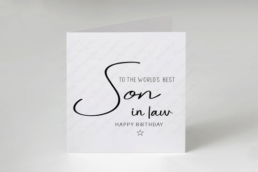 Son in Law Birthday Card, Worlds Best Son in law Happy Birthday