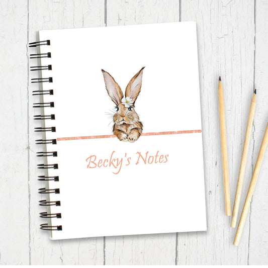A5 Personalised Bunny Notebook, Journal, Diary
