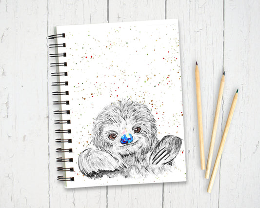 Hint of Colour Sloth Notebook, Sloth themed Gift