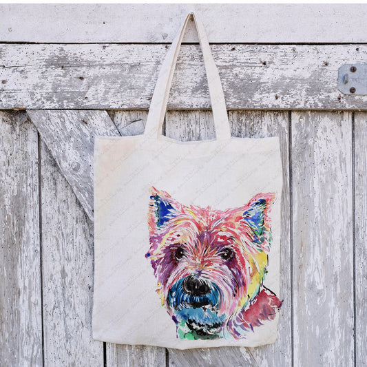 Personalised Tote Bag, Westie Tote Bag, Westi Gift, Reusable Bag