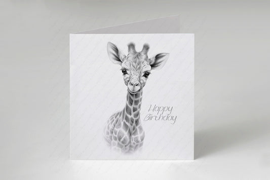 Giraffe Birthday Card - Personalised Giraffe Card
