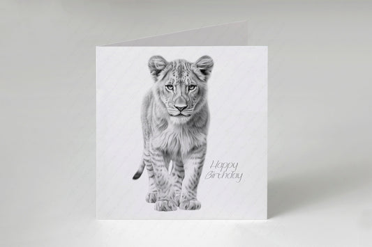 Lioness Birthday Card - Personalised Lioness Card