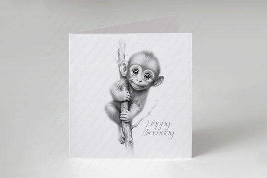 Monkey Birthday Card - Personalised Monkey Card