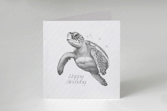 Sea Turtle Birthday Card - Personalised Sea Turtle Card