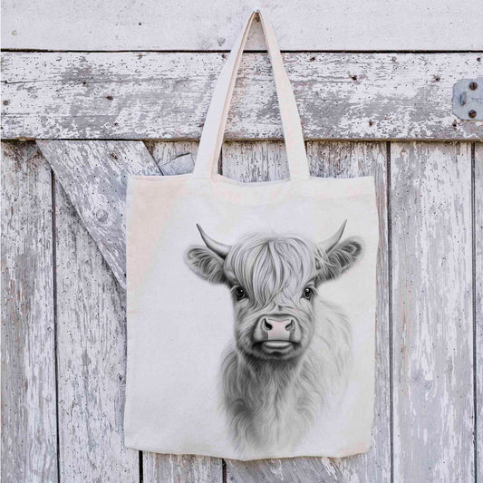 Highland Cow Tote Bag, Reusable Bag, Personalised Tote Bag