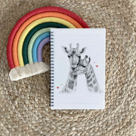 Sketchy Giraffe Notebook, Giraffe Gift, Personalised Notebook A5