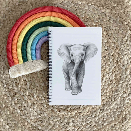 Sketchy Elephant Notebook, Elephant Gift, Personalised Notebook A5