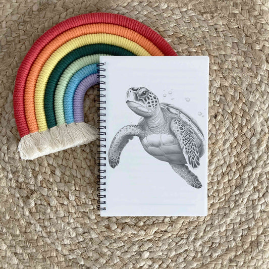 Sketchy Sea Turtle Notebook, Sea Turtle Gift, Personalised Notebook A5