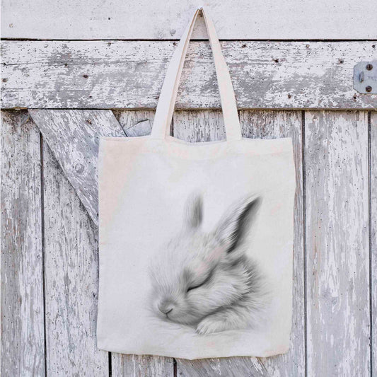 Sleeping Bunny Tote Bag, Reusable Bag, Personalised Tote Bag