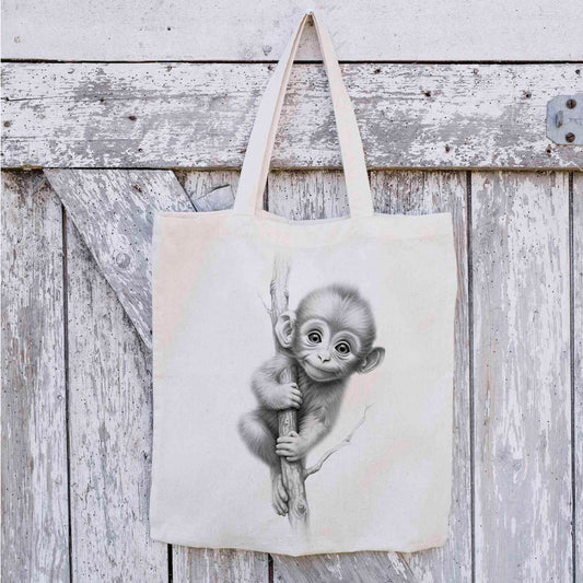 Monkey Tote Bag, Reusable Bag, Personalised Tote Bag