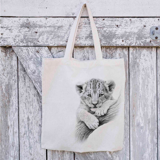 Lion Cub Tote Bag, Reusable Bag, Personalised Tote Bag