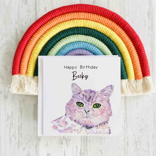 Cat Birthday Card, Personalised Cat Card, Cat Gift