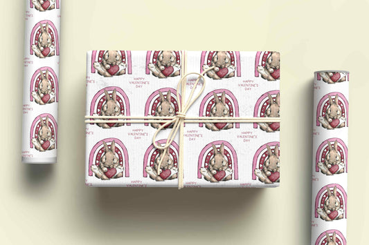 Bunny Personalised Valentines Day Wrapping Paper, Bunny Wrapping Paper