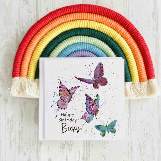 Butterfly Birthday Card, Personalised Butterfly Card, Butterfly Gift