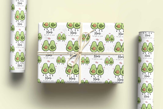 Your guac my world Personalised Valentine's Day Wrapping Paper, Avocado Valentine's Paper, Novelty Avocado Pun Gift Wrap, Funny Gift Wrap
